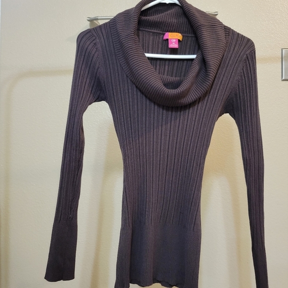 Catch My I Sweaters - Catch My I Women Brown Ribbed Long Sleeve Turtleneck Sweater size M